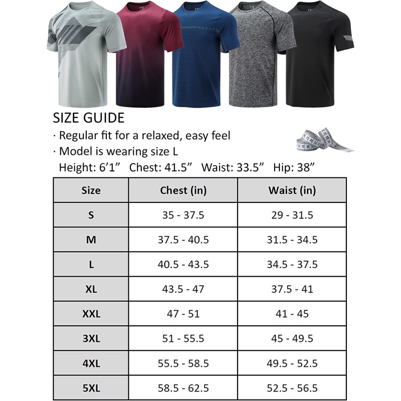 5 Pack Men’s Active Quick Dry Crew Neck T Shirts | Athletic Running Gym Workout Short Sleeve Tee Tops Bulk - Image 4